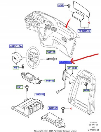 PODUSZKA POWIETRZNA BOCZNA PRAWA FORD FOCUS Mk1 _ 1150384 _ 2M51-A044H42-AB