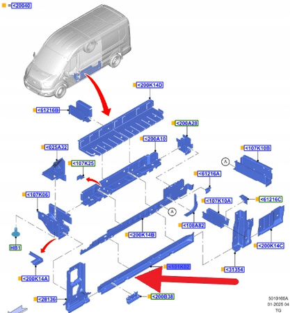 LEWY PRÓG NADWOZIA FORD TRANSIT 2014- 19- OE 2330839 _ KK31-V101D47-BA