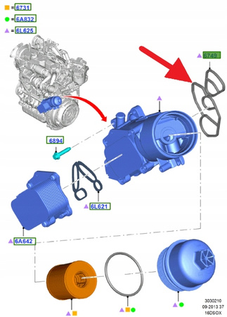 USZCZELKA CHŁODNICY OLEJU 1.5 1.6 TDCi FORD OE 1145946 _ 2S6Q-6A728-AA