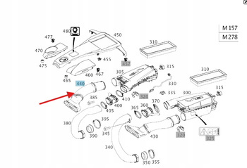 PRZEWÓD SSĄCY WLOT POWIETRZA PRAWY M278 MERCEDES S W217 W222 OE A2780905082