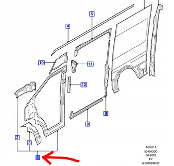 POSZYCIE RAMA DRZWI KIEROWCY FORD TRANSIT Mk5 2000-2006 _4696753_PYC15-V20025-AG