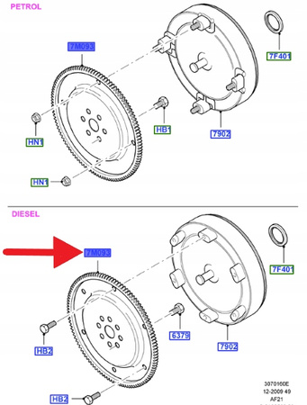 KOŁO ZAMACHOWE 6.BIEG AUTOMAT AWF21 MONDEO SMAX 1508650 _ 7G91-7M093-AE