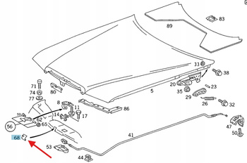 ŚLIZG ŚLIZGACZ ZAMKA MASKI MERCEDES W124 STARY 1 TYP ZAMKU OE A1248870145