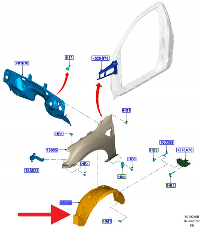 NADKOLE PRZEDNIE PRAWE FORD RANGER 2011- OE 2432674 _ LB3B-4116A562-AA
