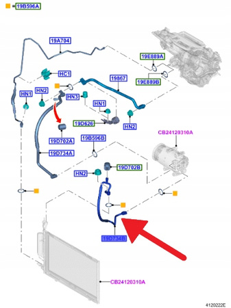 PRZEWÓD KLIMATYZACJI DURATEC FORD BMAX FIESTA 12- 2803322 _ AV11-19972-HB