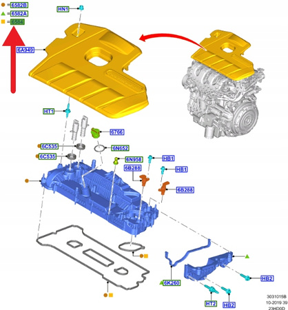 USZCZELKA POKRYWY ZAWORÓW 2.0 2.3 EB KUGA FOCUS OE 2370500 _ K2GE-6584-AA