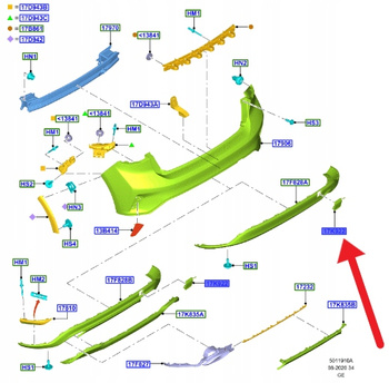 ZAŚLEPKA HAKA ZDERZAKA TYŁ FORD FOCUS HB 2018- OE 2201286 _ JX7B-17K922-AB