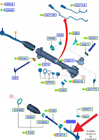 LEWA KOŃCÓWKA DRĄŻKA KIEROWNICZEGO RANGER 2011- OE 1729240 _ AB31-3290-AA