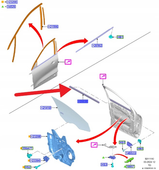 LISTWA ZGARNIAJĄCA DRZWI PRAWY PRZÓD KUGA 2020- 2535588 _ LV4B-S20570-AB