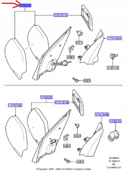 LUSTERKO ZEWNĘTRZNE LEWE FORD FIESTA Mk6 1452854 _ 2S61-17683-AX
