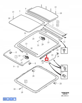 Lewa uszczelka szyberdachu Volvo XC60 (09-17)