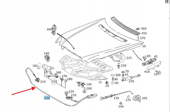 LINKA OTWIERANIA POKRYWY SILNIKA MERCEDES E klasa W211 OE A2118800159