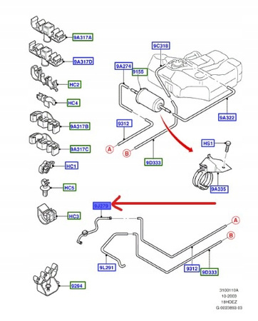 PRZEWÓD ELAST PALIWA FORD FOCUS Mk1 1998-2005_1149051_98AB-9J280-JH