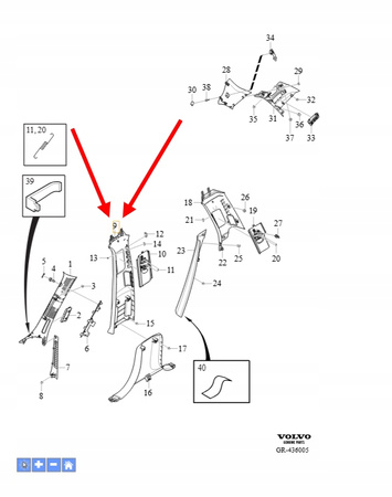 PANEL WEWNĘTRZNY SŁUPKA B LEWY VOLVO OEM/OE 32368795