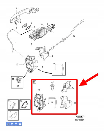 ZESTAW ZAMKA DRZWI LEWY TYŁ VOLVO XC90 2016- OEM/OE 32310870