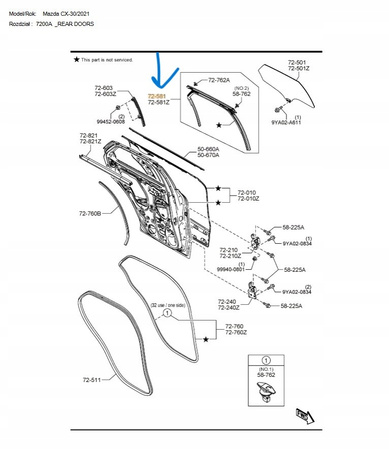 Prowadnica prawa drzwi tylne - Mazda CX-30 DM_DGH97260ZB