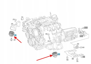 PRAWA PODUSZKA SILNIKA BENZYNA M278 MERCEDES S klasa W221 OE A221240631764