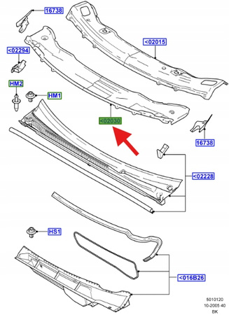 PŁYTA GÓRY MASKI FORD FUSION 2001- 2012 OE 1426213 _ 6S61-A02030-AA