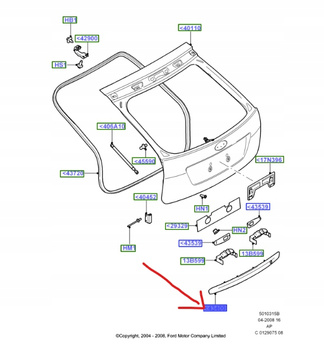 BLENDA KLAPY BAGAŻNIKA FORD FOCUS Mk2 HATCHBACK _ 1349504 _ 4M51-A43400-CFXWAA