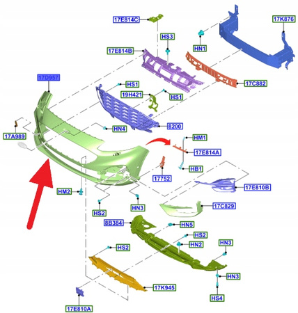 ZDERZAK PRZÓD PDC FORD KUGA Mk3 2020- OE 2456440 _ LV4B-17D957-SAPRAA