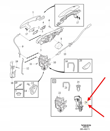 POKRYWA ZAMKA DRZWI LEWY PRZÓD VOLVO XC90 2016- XC60 XC40 OEM/OE 32353633