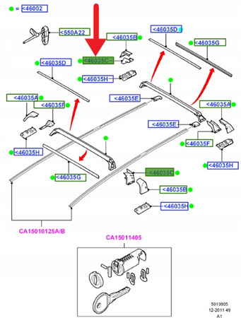 LEWY UCHWYT BAGAŻNIKA DACH FORD GALAXY 2006-1450906 _ 6M21-U46034-CC