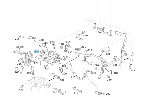 ZAWIAS LEWY DACHU SKŁADANEGO 230 750 01 51 MERCEDES SL