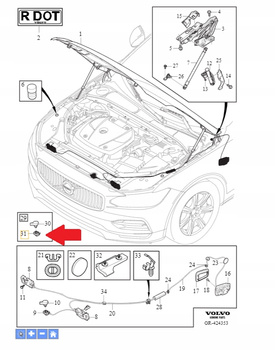 RYGIEL ZAMEK MASKI VOLVO S90 V90 2017- CC XC90 2016- OE 31479077