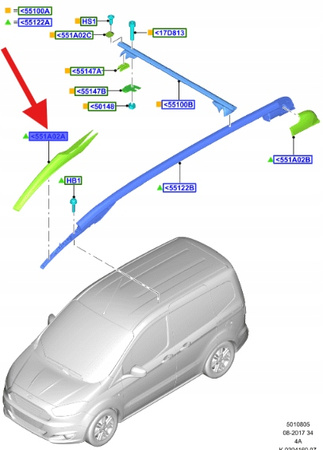 NAKŁADKA RELINGU LEWY PRZÓD COURIER 2021- 22 OE 2704602 _ ET76-551A47-AP3J