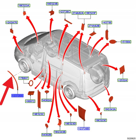 TAŚMA USZCZELNIAJĄCA DRZWI PRZÓD FORD CUSTOM 2021- 2597528 _ BK21-23726-CB