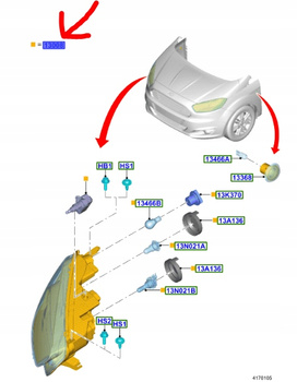 REFLEKTOR LEWY FORD TRANSIT COURIER 2018- 2263646 _ JT76-13W030-CD