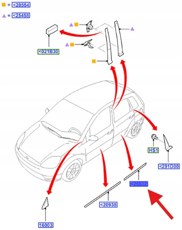 LISTWA DRZWI LEWY TYŁ FIESTA 2005- OE 1536982 _ 6S61-A25533-AF55MW