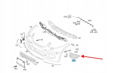 KRATKA ZAŚLEPKA HALOGENU PRAWY PRZÓD MERCEDES A W169 OE A1698870625