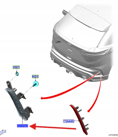 ŚWIATŁO PRZECIWMGIELNE LEWY TYŁ FORD EDGE 2018- 2270321 _ KK7B-15K273-AB