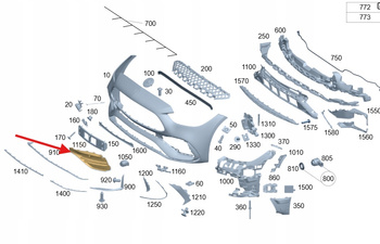 LEWA KRATKA ZAŚLEPKA ZDERZAKA PRZÓD MERCEDES C klasa W206 OE A2068854105