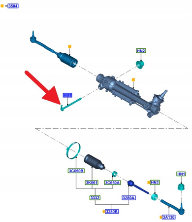 ŚRUBA PRZEKŁADNI KIEROWNICZEJ FORD RANGER 2015- 1921723 _ EB3C-3C497-BB