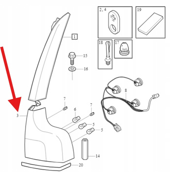 LAMPA TYLNA LEWA VOLVO XC90 2003- OE 31213381
