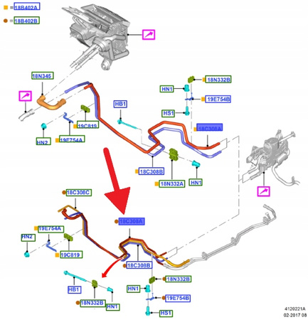 PRZEWÓD NAGRZEWNICY FORD TRANSIT 14- CUSTOM OE 2110580 _ GK21-18C308-AA