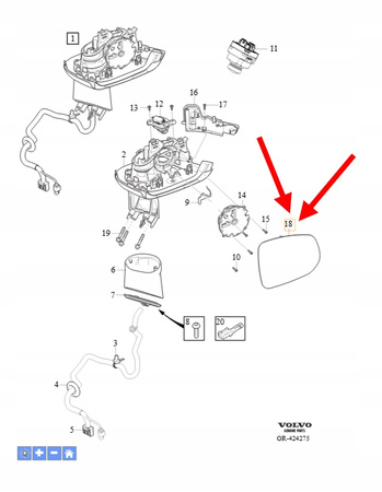 SZKŁO WKŁAD LUSTERKA PRAWEGO VOLVO XC90 2016- OEM/OE 31395532