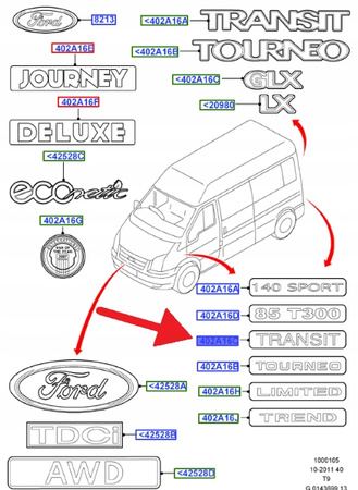 PRAWY EMBLEMAT NAPIS TRANSIT DRZWI TRANSIT 2006- 1667951 _ 6C16-V20978-AB