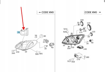 PRAWA ZAŚLEPKA POKRYWA LAMPY PRZÓD MERCEDES VITO W636 W639 OE A0008265624