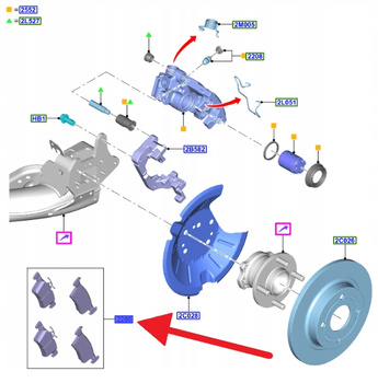 KLOCKI HAMULCOWE TYLNE FORD OE FIESTA 2017- 2458764 MEH1BC-2M008-AA