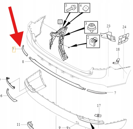 LISTWA ZDERZAKA TYLNA PRAWA CHROM VOLVO XC90 2020- OE 31663543