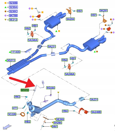 SONDA LAMBDA 2.3 EB FORD MUSTANG 2015- OE 5299919 _ FR3A-9Y460-DA