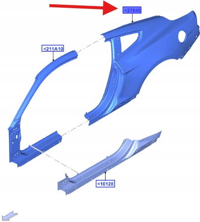 BŁOTNIK LEWY TYLNY FORD MUSTANG 2015- COUPE OE 2546572 _ FR3B-6327841-AU