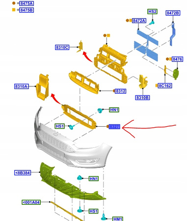 KIEROWNICA POWIETRZA FORD FOCUS Mk3 1.0 EB 1.5 D _ 1866972 _ F1EB-8314-DB