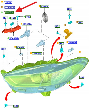 ZESTAW NAPRAWY REFLEKTORA PRZÓD MONDEO 2014- OE 5291799 _ DS73-200A40-AB