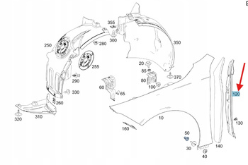 OSŁONA WYGŁUSZENIE BŁOTNIKA LEWY PRZÓD MERCEDES A W177 OE A1778890000