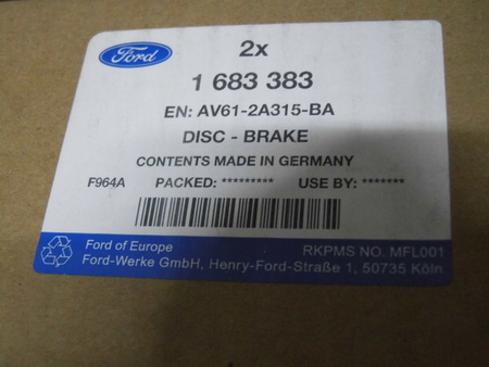 TARCZE HAMULCOWE TYŁTARCZE HAMULCOWE TYŁ FORD KUGA II C-MAX II CONNECT II _  1683383 _ AV61-2A315-BA FORD KUGA II C-MAX II CONNECT II _1683383_AV61-2A315-BA
