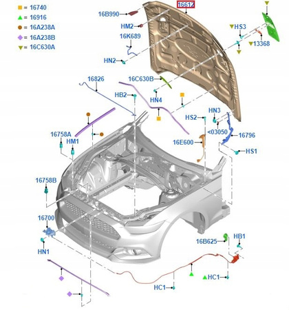 MASKA PRZEDNIA FORD MUSTANG Mk6 2015-2017 _ 2293087 _ FR3B-16612-AT